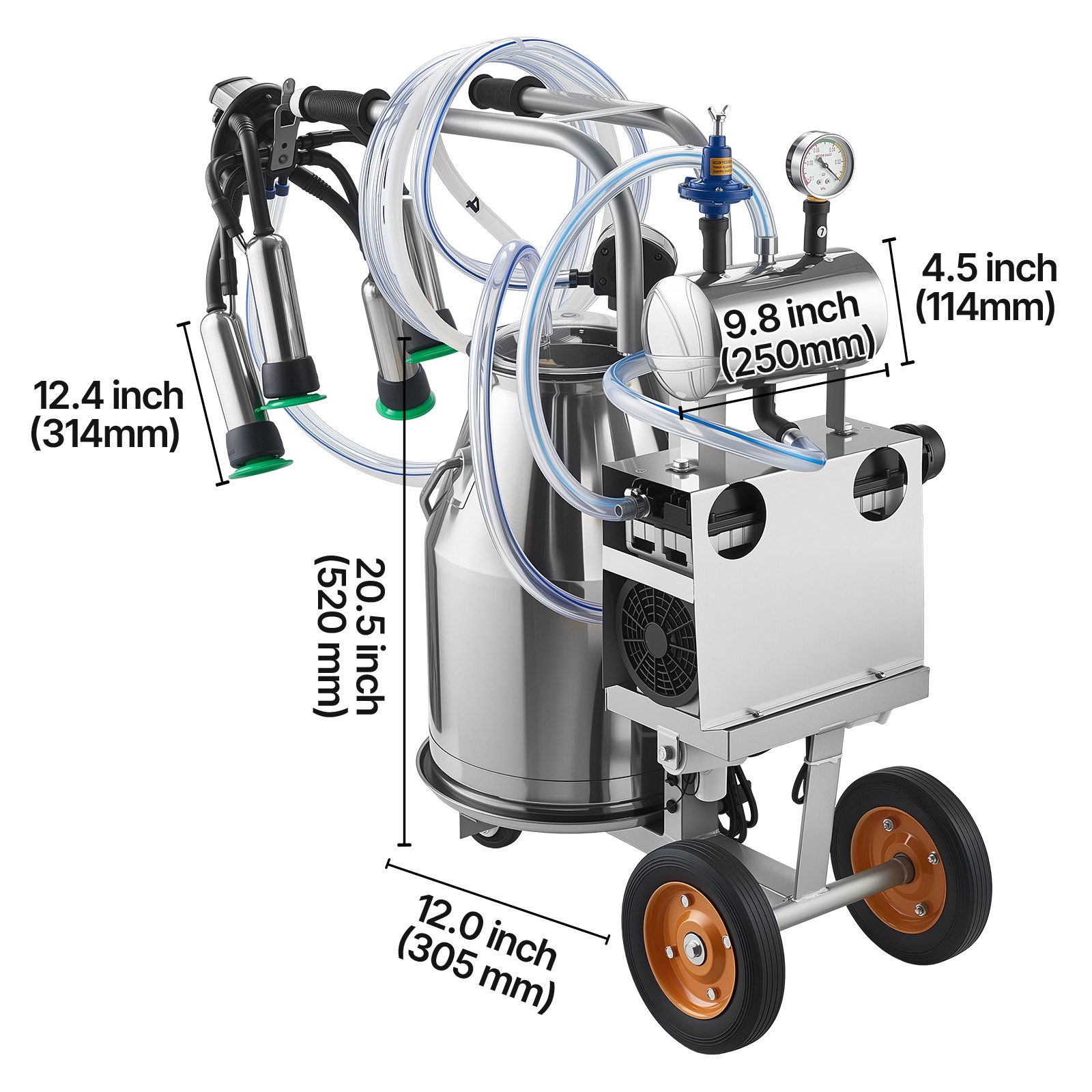 Uimoso Electric Milking Machine with 6.6 Gal / 25 L Bucket for Cows