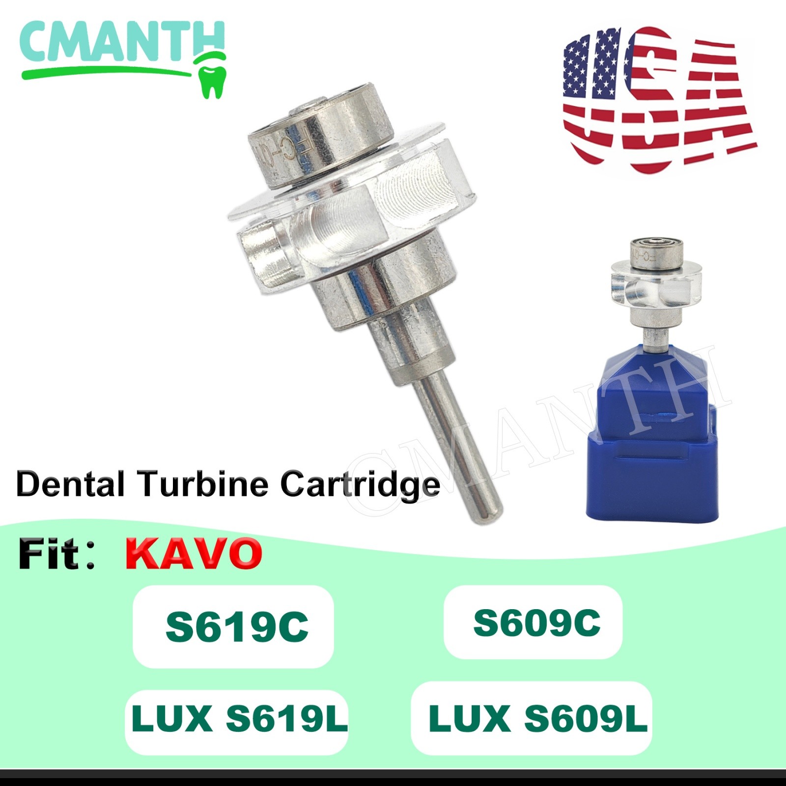 US Denta Turbine Cartridge Fit KAVO S619C/S609C/LUX S619L/S609L High Speed Rotor