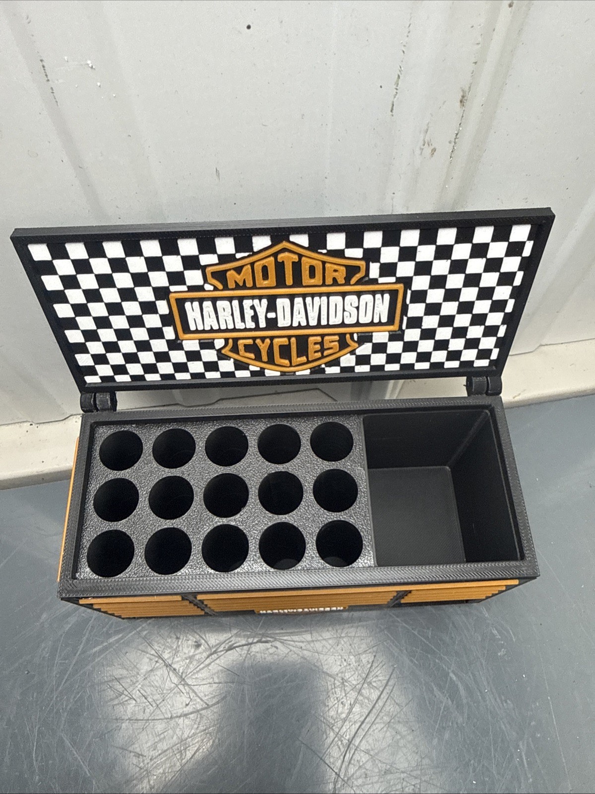 Harley Davidson Tool Box Pen Holder Garage Desk Organizer Man Cave Decor Gift