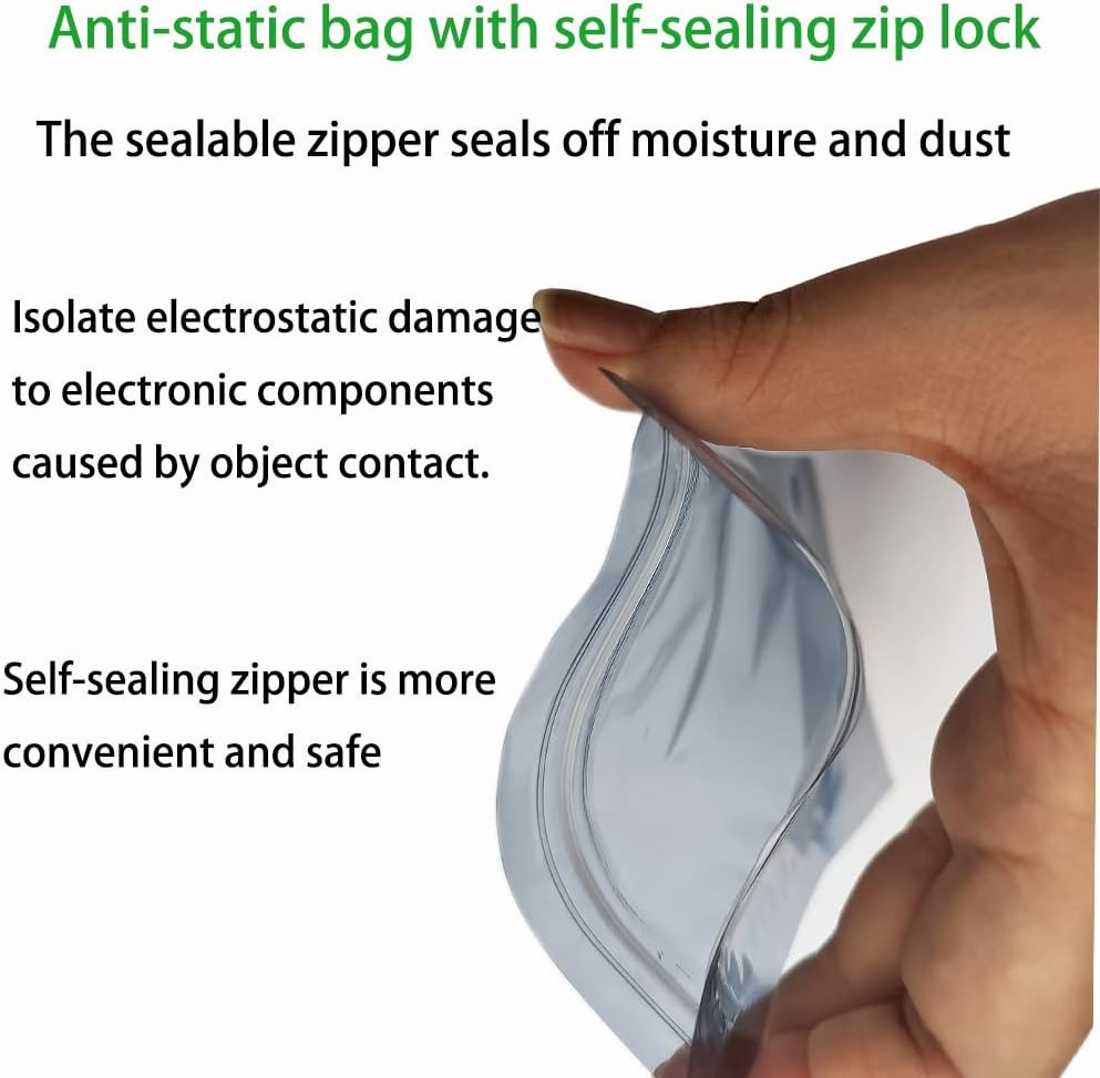 50pcs 5.9×7.8in/15x20cm Anti Static Bags, Premium Resealable Antistatic Bags for