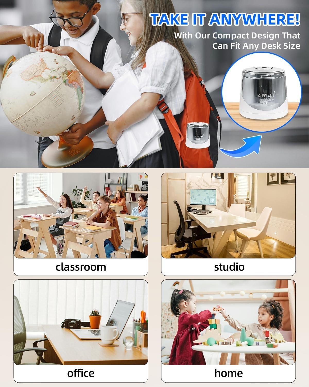 Portable Smart Electric Pencil Sharpener with Double Blades – Ideal for Artists
