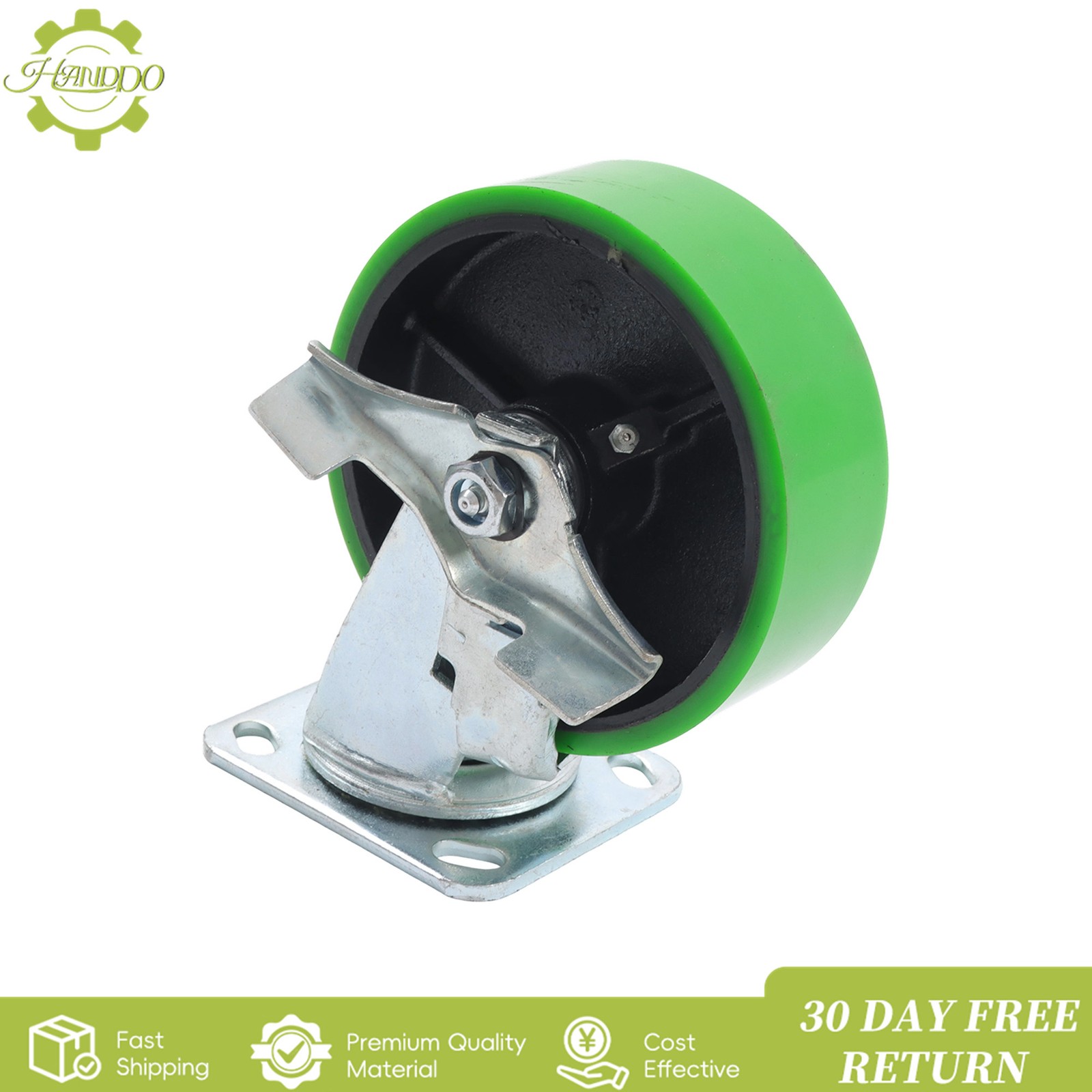 6″ Heavy Duty Industrial Casters,2 Swivel Top Lock Brake + 2 Tilt Green Casters