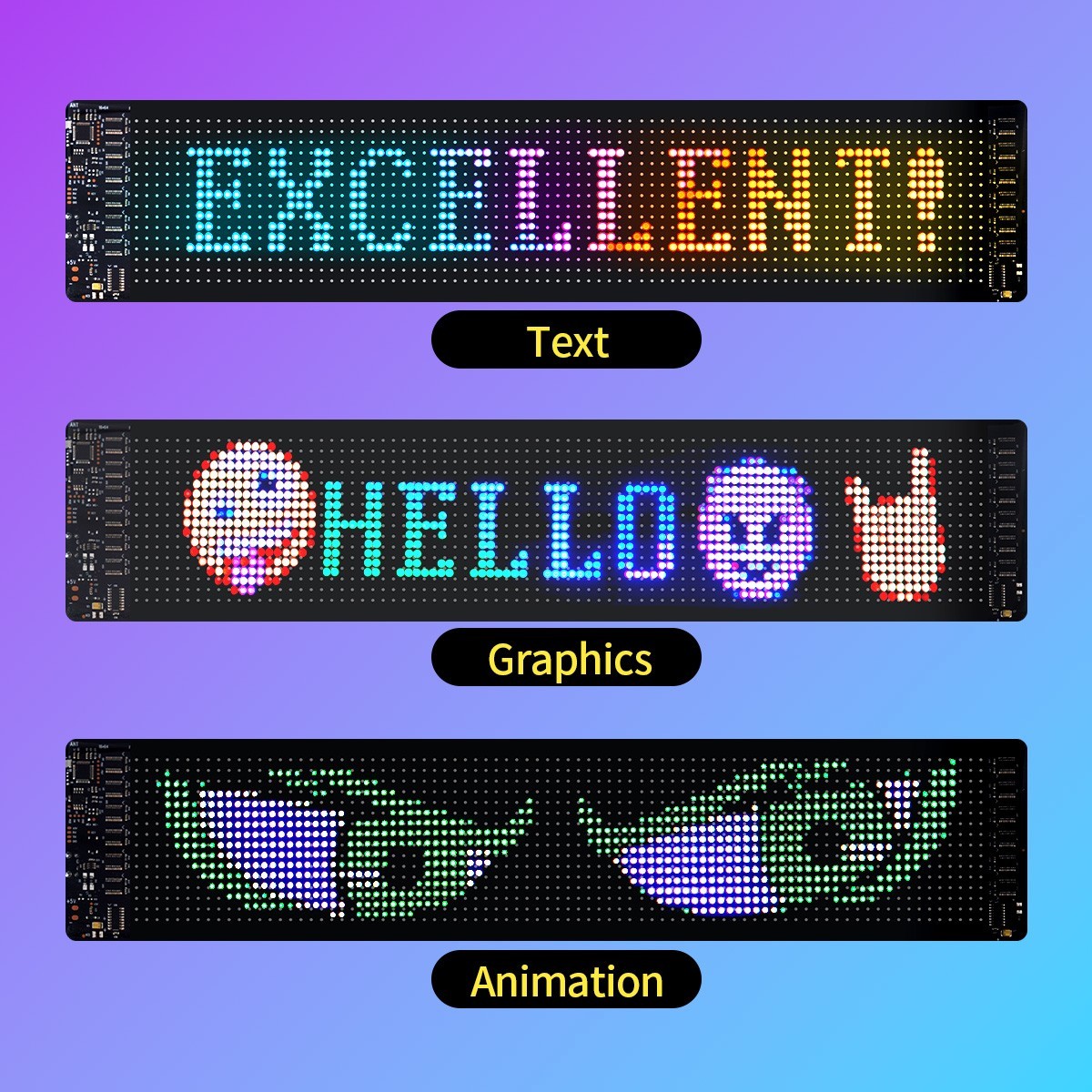 Programmable LED Sign Bluetooth APP Flexible Scrolling Message Board Text Animat