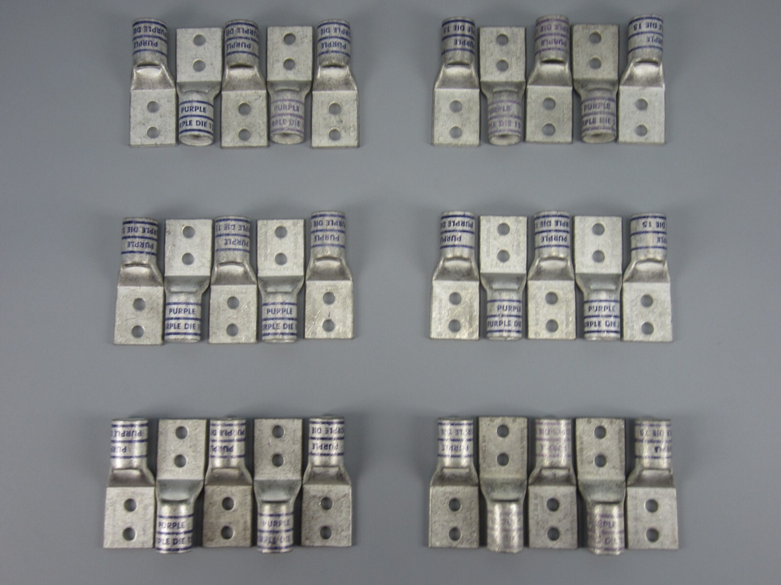 Burndy YAV28L2TC14FX 4/0 550/24 Two-Hole Purple Die 15 Compression Lug-lot of 30