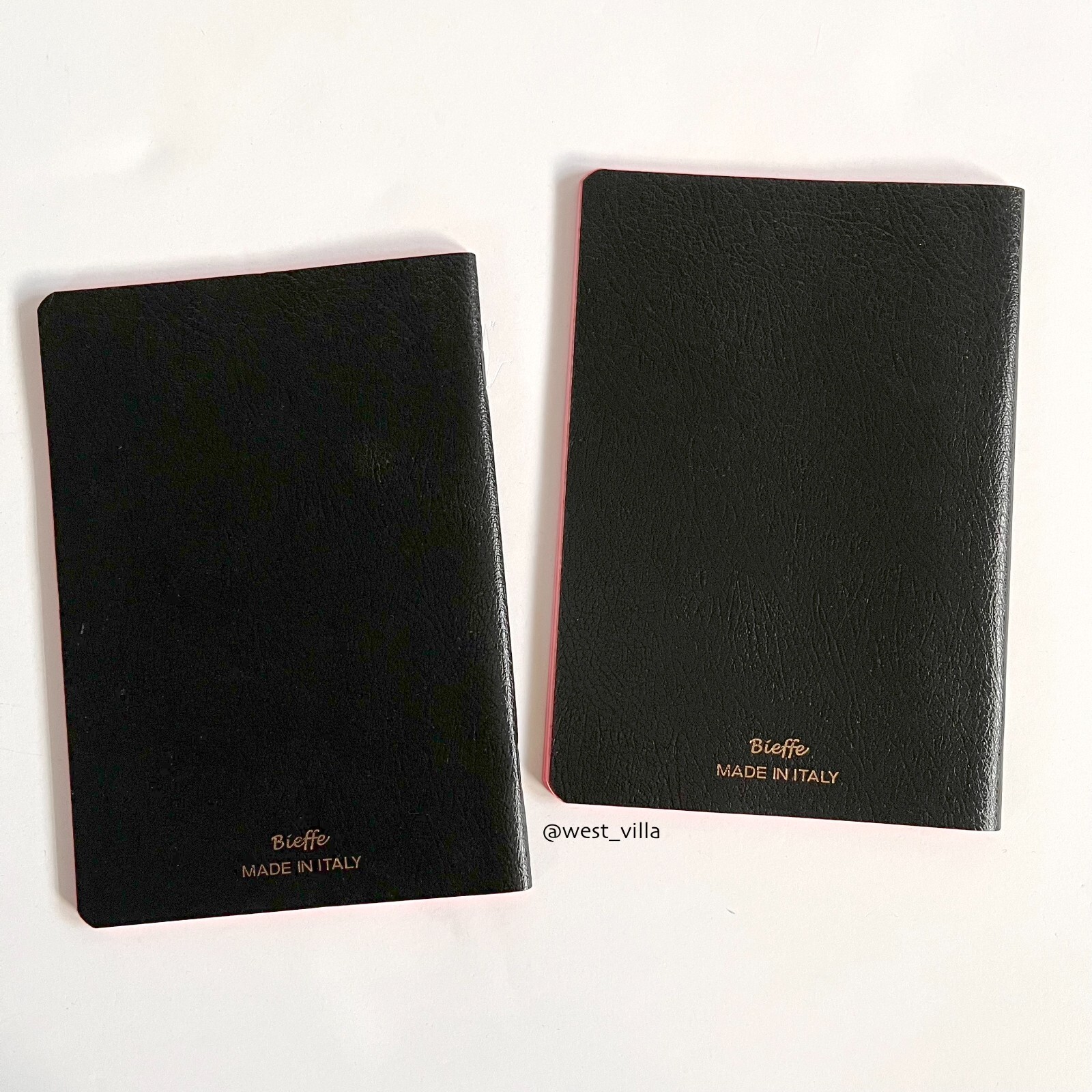 2 Bieffe Leather Notebooks Lined Exercise Book Journals Stationery Black