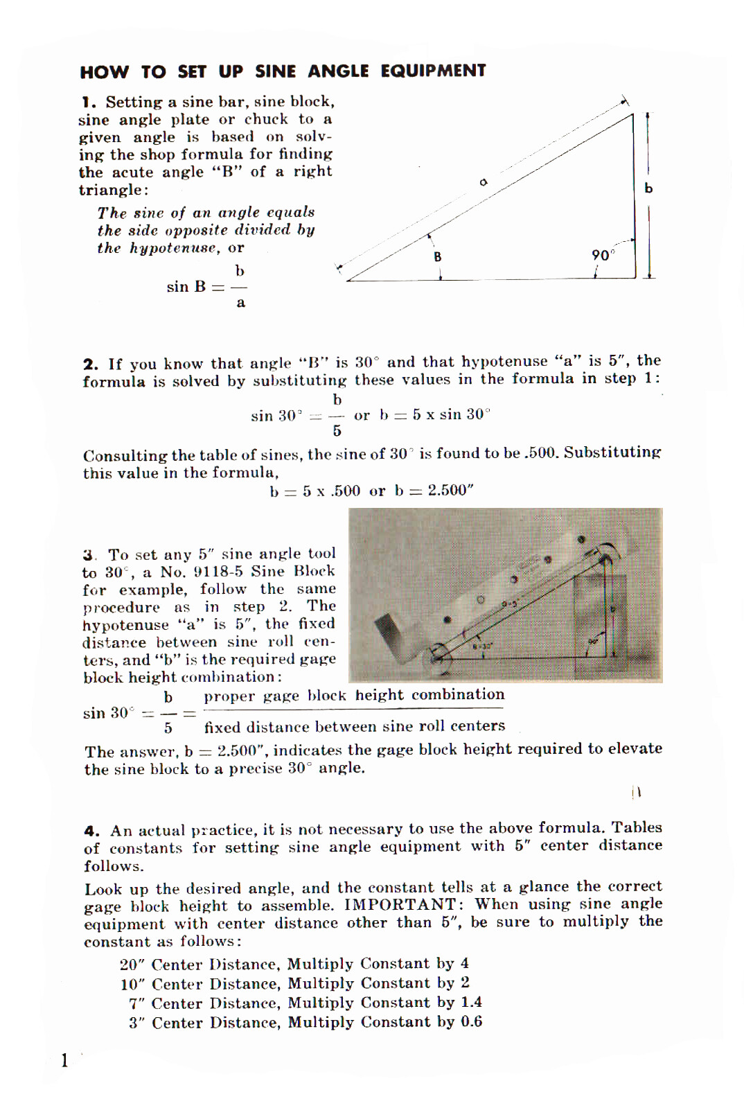 Taft-Peirce Sine Bar Tables & Sine Checking Equipment Manual #1305