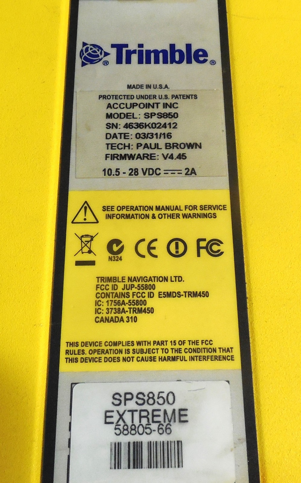 Trimble SPS850 Blue Tooth Power Station SPS Extreme GPS – battery unknown shape