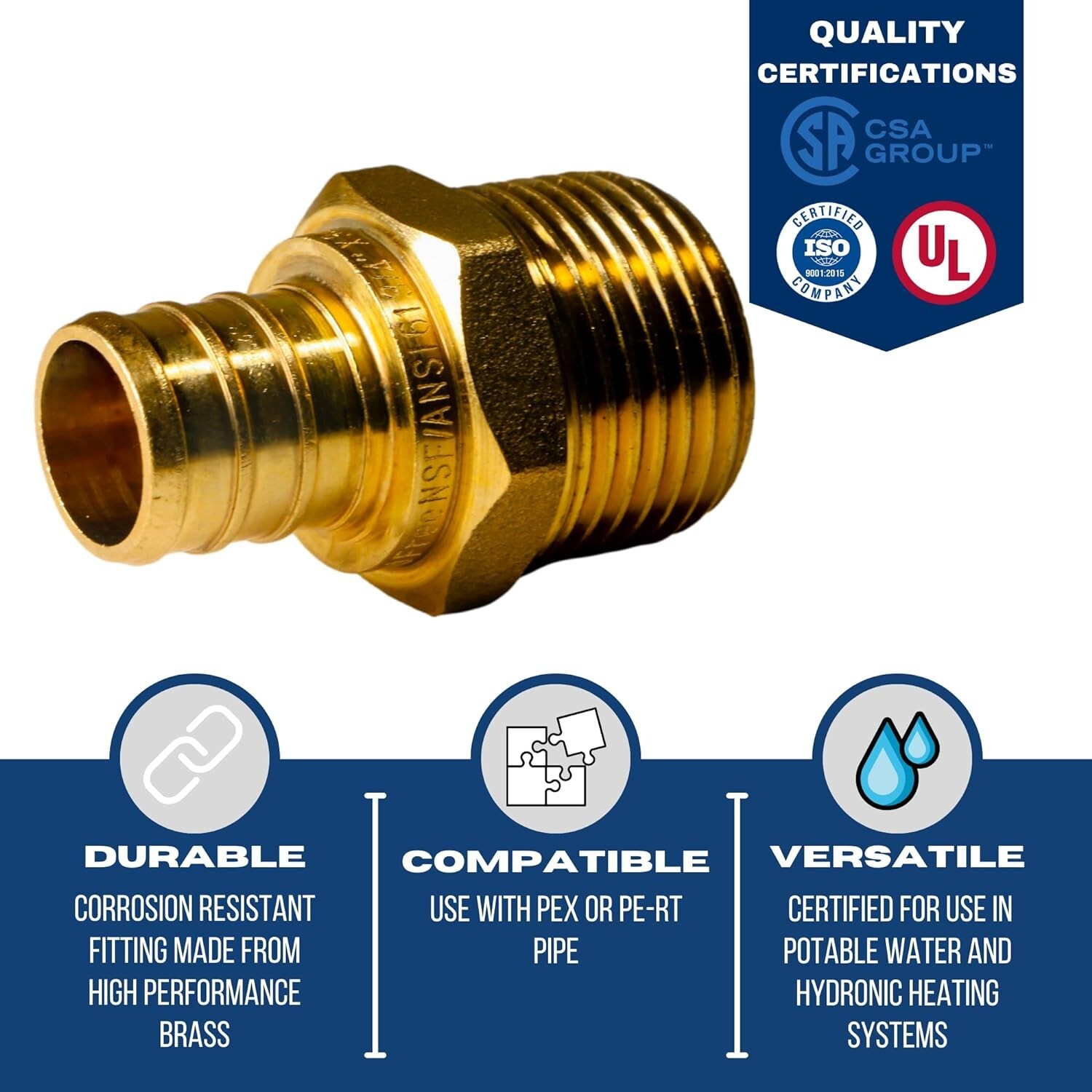 25 PCS. 3/4″ PEX X 3/4″ MALE NPT THREADED ADAPTER BRASS CRIMP FITTING LEAD FREE