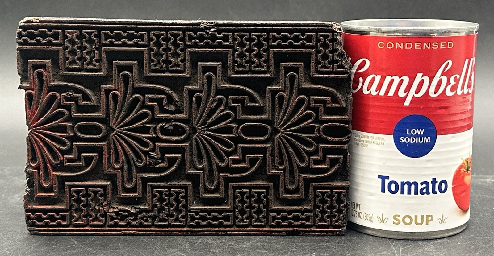 Antique Carved Wood Art Deco Geometric Textile Wallpaper Printing Block Stamp