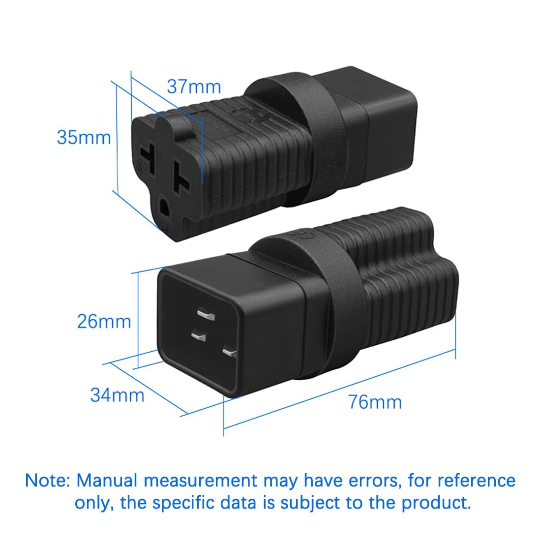 4in1 IEC320 C20 To NEMA 515/20R 615/20R AC Power Plug Adapter Black