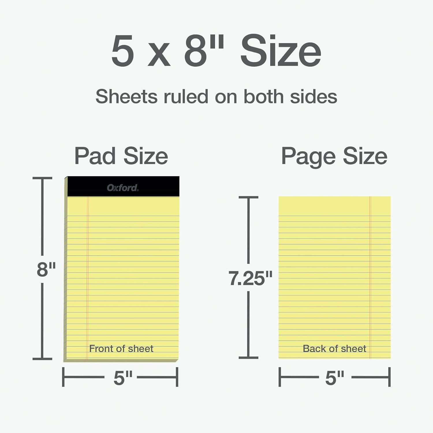 5 X 8 Legal Pads, 12 Pack, Narrow Ruled, Yellow Paper, 50 Sheets per Writing Pad