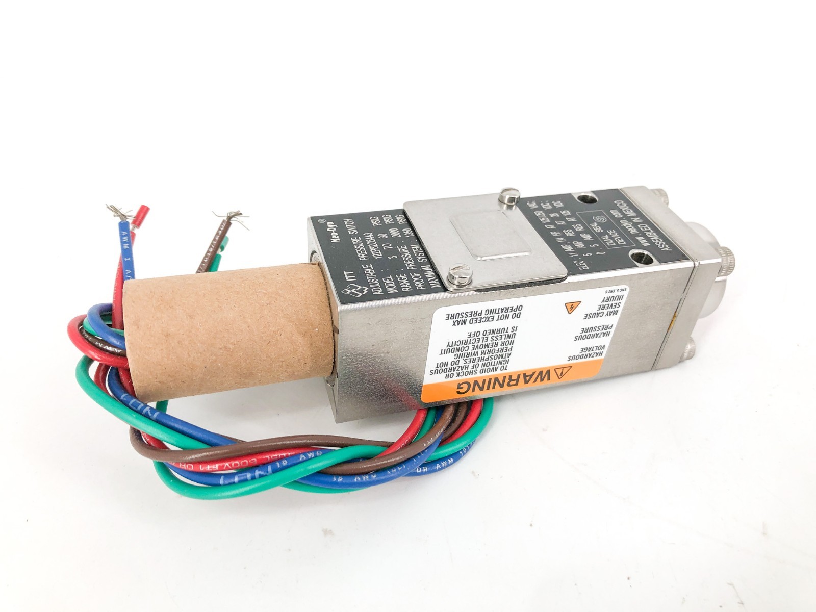 New ITT 122P82C6443 Adjustable Pressure Switch 3-30psig 125/250VAC 11A – No Box