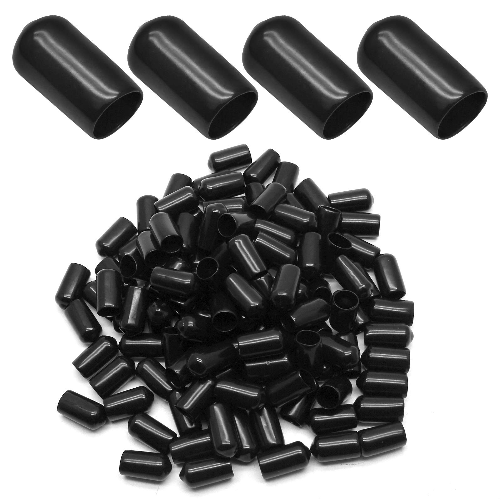 Bonsicoky 120Pcs Round Rubber End Caps 3/8″ (10mm) ID Vinyl 10mm, 120 Pcs