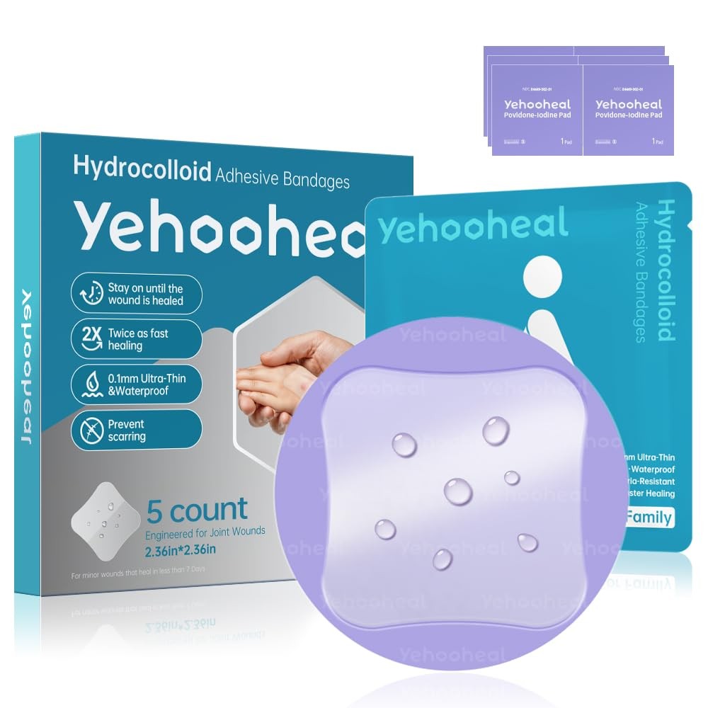 yehooheal Hydrocolloid Adhesive Bandages 2.36in*2.36in, Transparency