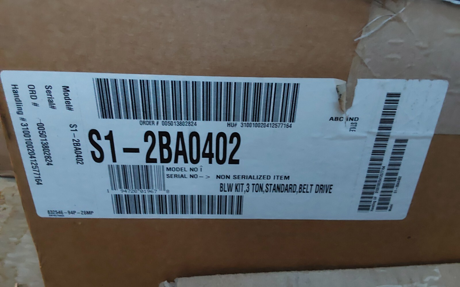 YORK S1-2BA0402 Blower kit w/3 Ton Belt Drive