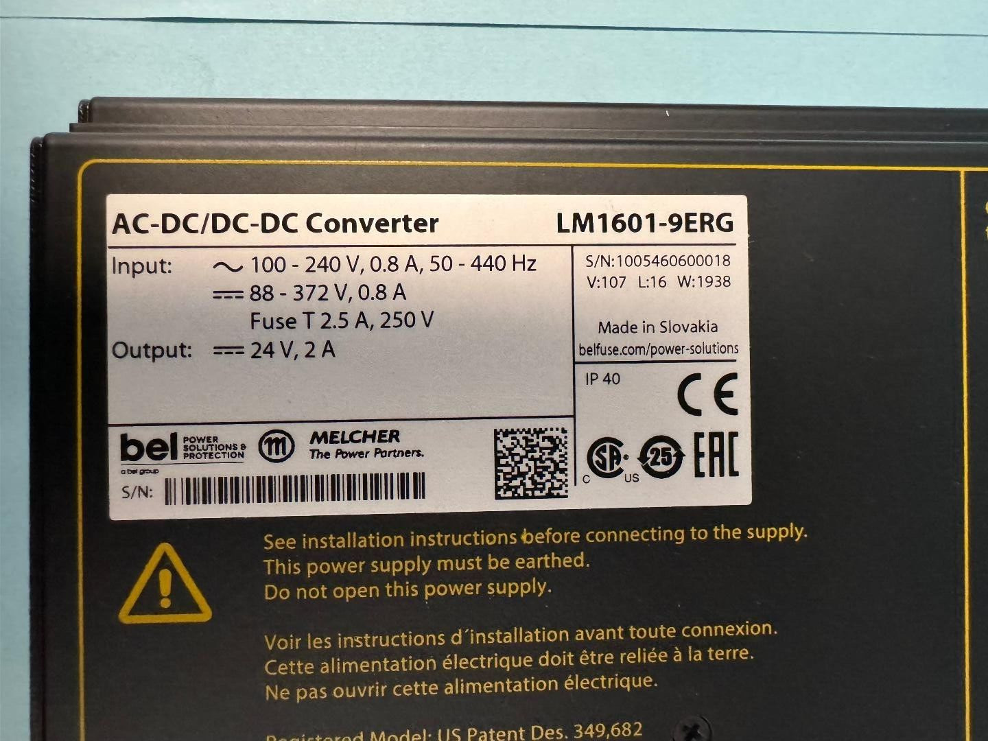 Melcher ACDC/DC-DC Converter LM 1601-ERG