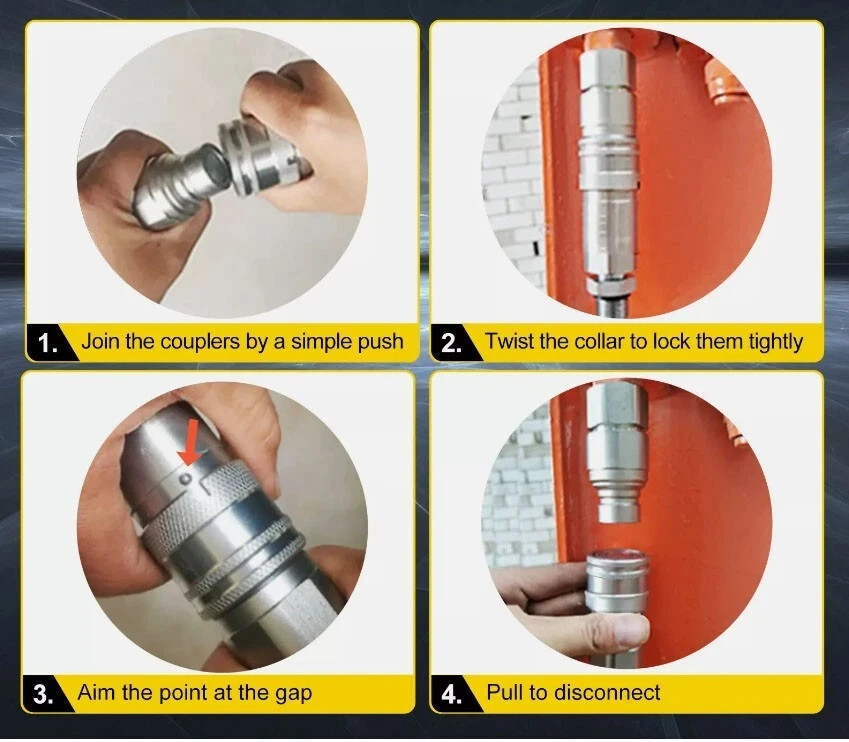 2 Sets Hydraulic Quick Connect Couplers 1/2″ NPT Flat Face For Skid Steer Bobcat