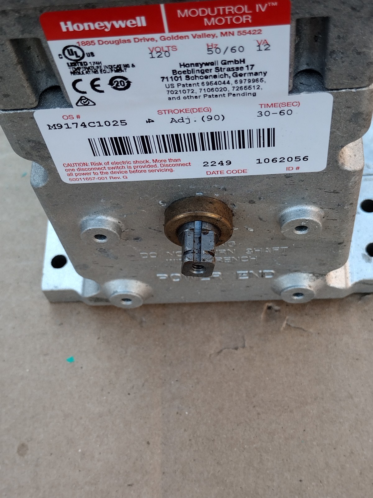 Honeywell M9174 C 1025 Modutrol Motor 120 volts 12 VA 50/60hz Actuator