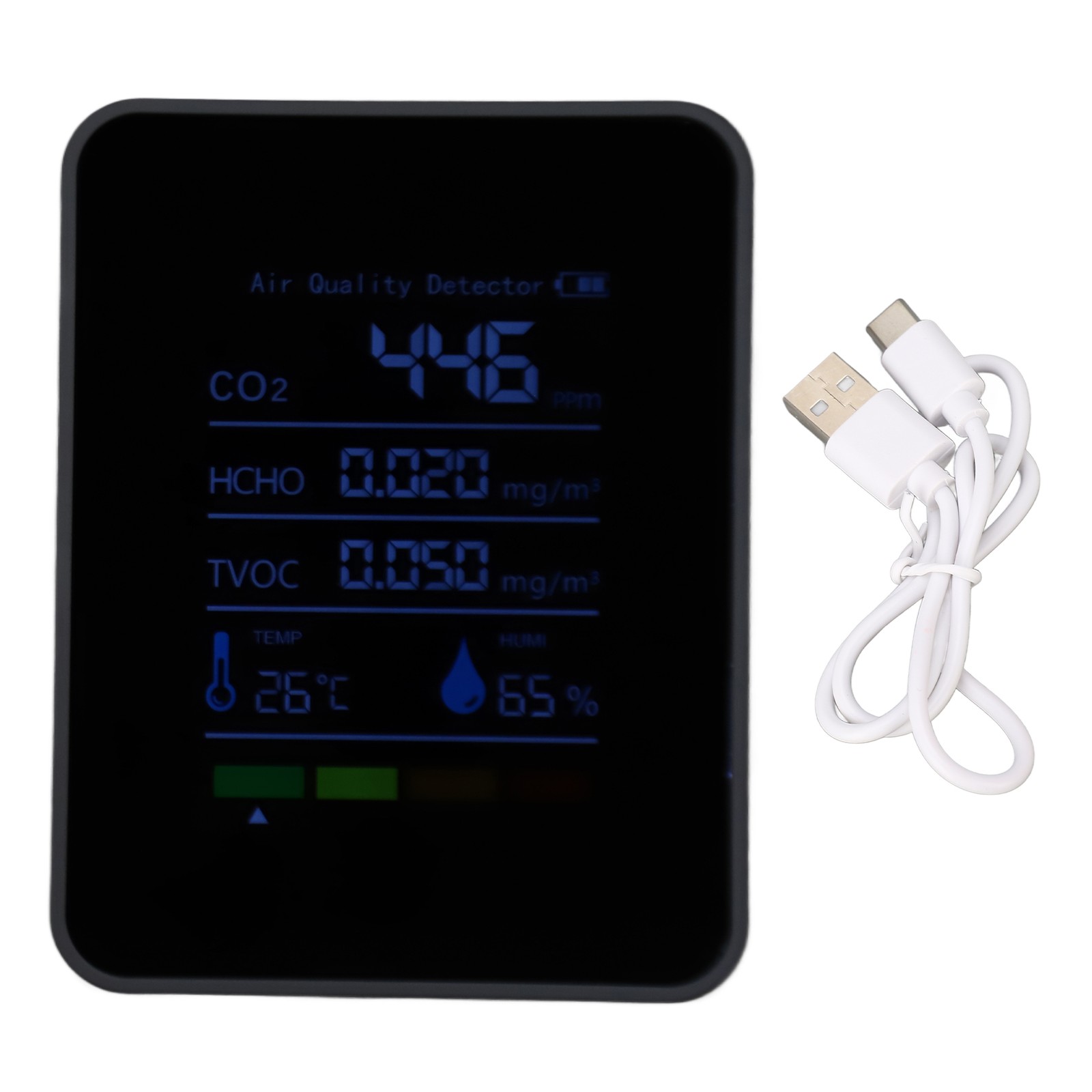 5 in 1 Air Quality Monitor Lightweight Household CO2 Detector Multi Color