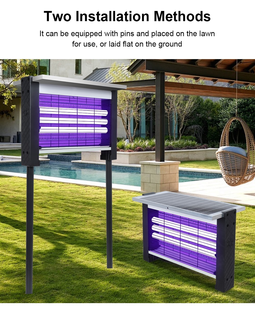 Outdoor Bug Zapper 4500V Solar Mosquito Killer 4000mAh Rechargeable 13H Runtime