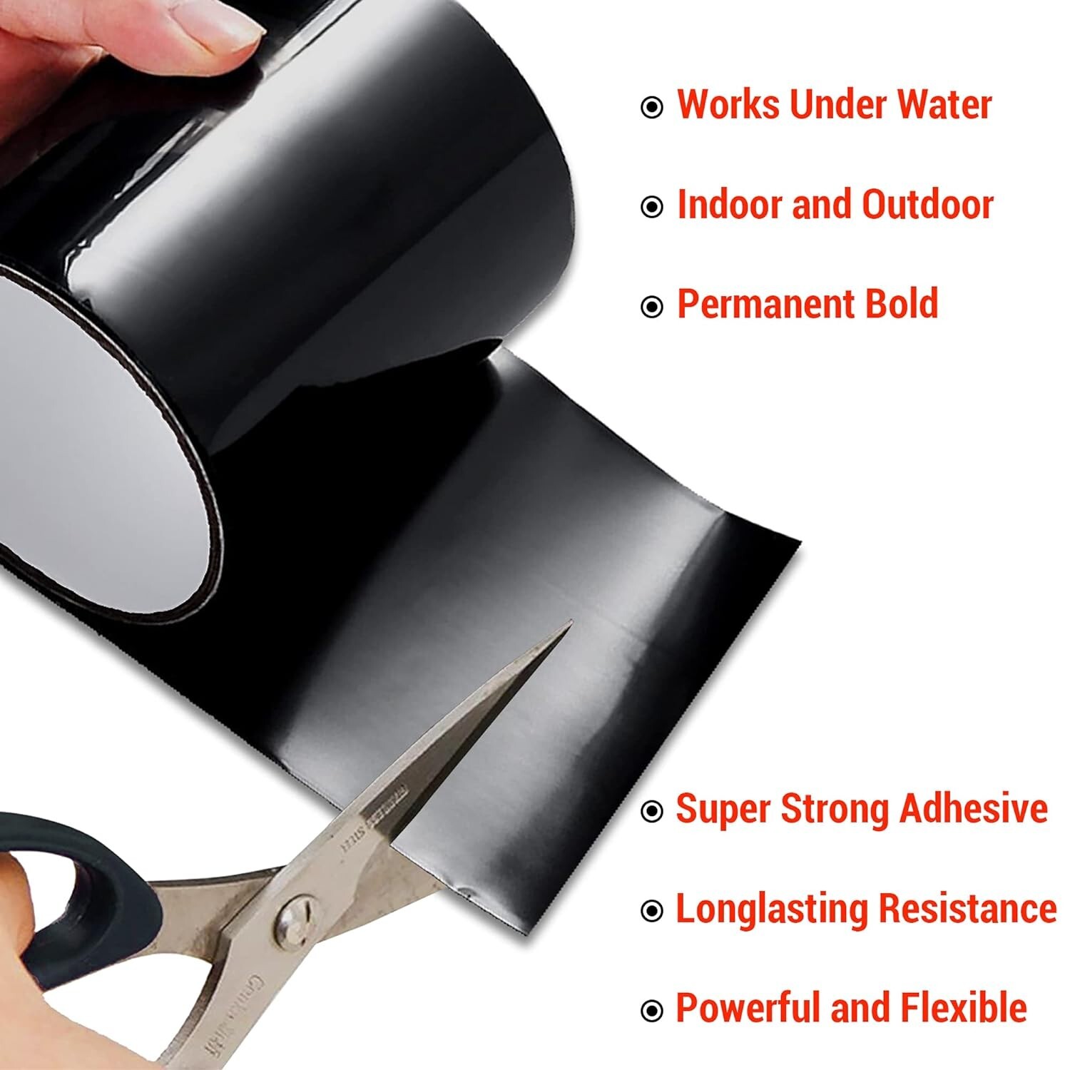Flex Waterproof Rubberized Tape Stop Leak Seal Tape Repair Patch 4″ X 5Ft Black