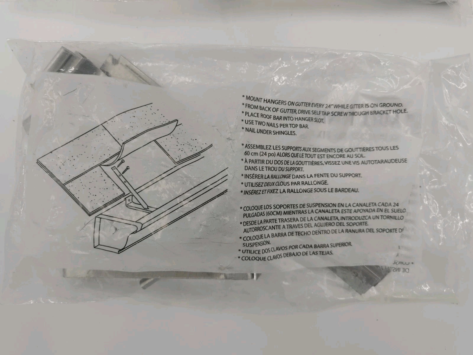 3 TOTAL PACKS, Amerimax 21030PK Gutter Hanger With Strap, Aluminum, 5 Inch