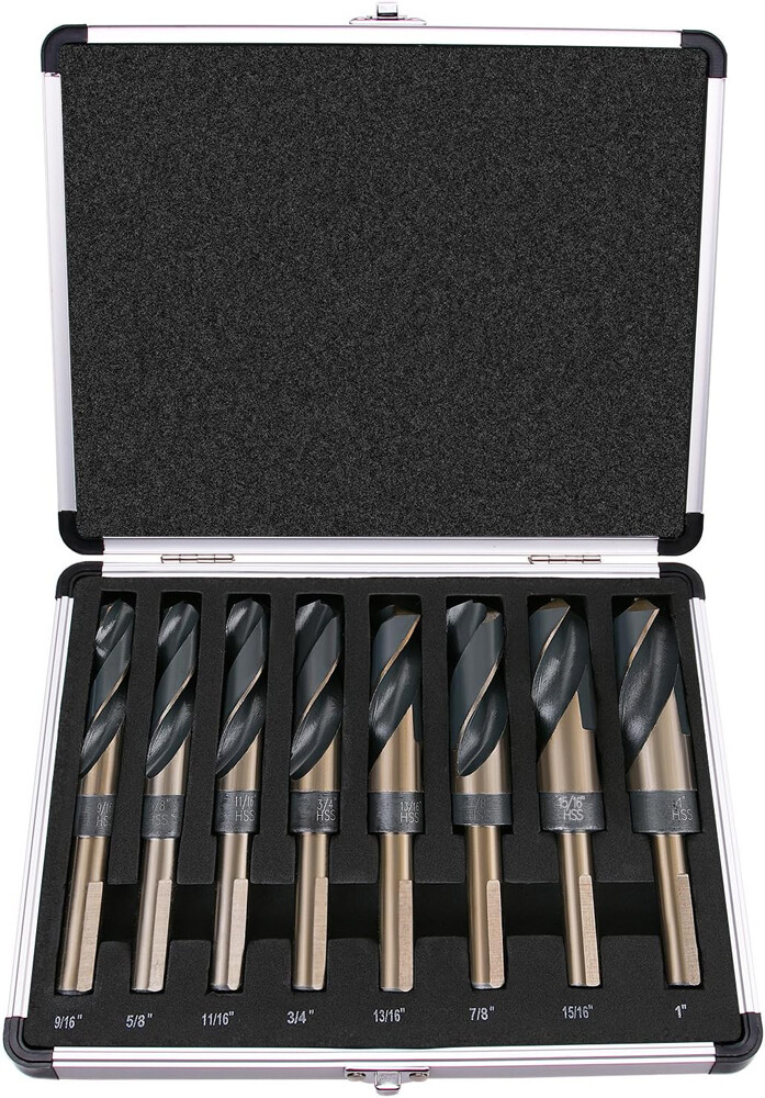 8 PCS HSS Cobalt Silver and Deming Drill Bits Set Large Size 9/16 inch to 1 inch