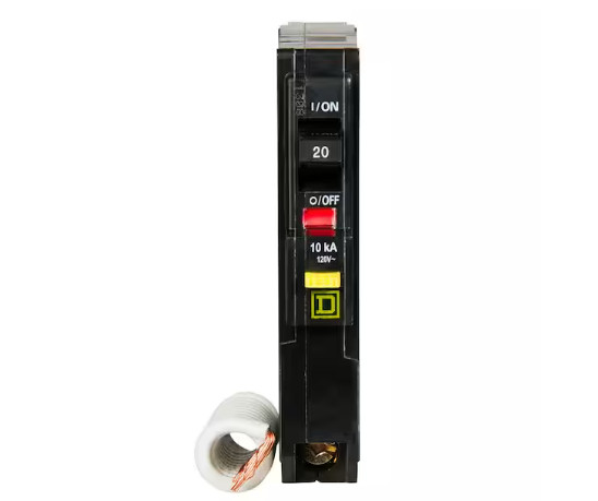 Square D QO120GFICP 120 VAC 20A Mini Ground Fault Circuit Breaker – Black