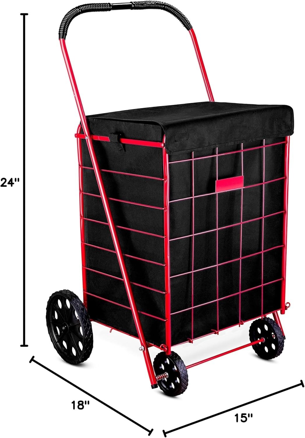 Folding Grocery Basket Cart Shopping Wheel Large Utility Laundry18″X15″X24″(BAG)