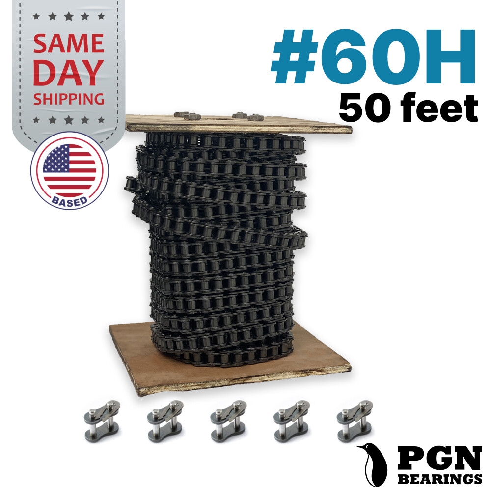 #60H Heavy Duty Roller Chain x 50 feet + 5 Connecting Link + Same Day Shipping