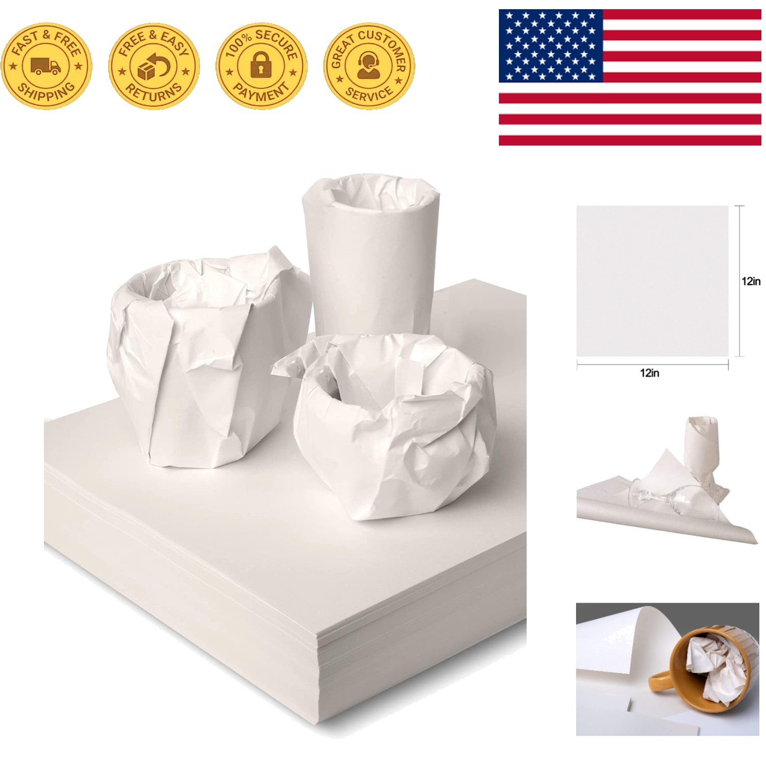 12×12 Inch Packing Paper for Moving – 200 Eco-Friendly Sheets for Safe Transport