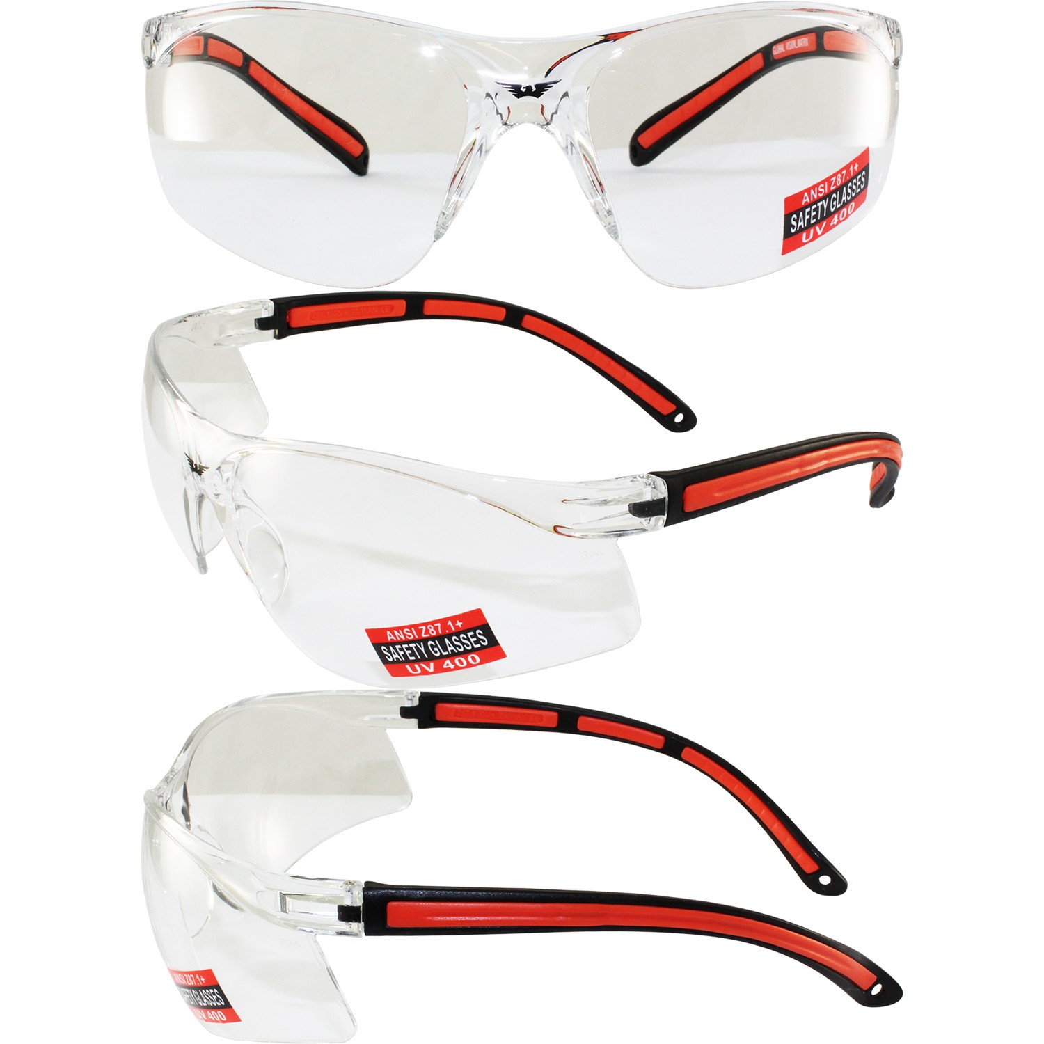 Global Vision Matrix Motorcycle Riding Safety Glasses 2 Pair w/ Clear/Smoke Lens