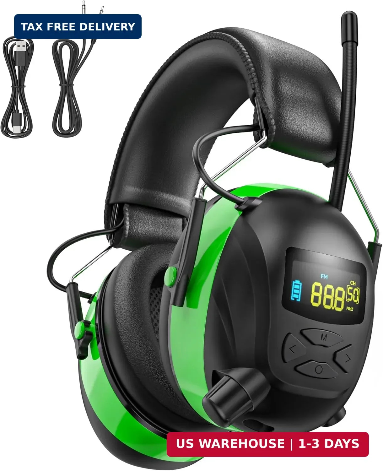 2025 AM/FM Radio Ear Protection Headphones with Backlit Digital Display, 120H…