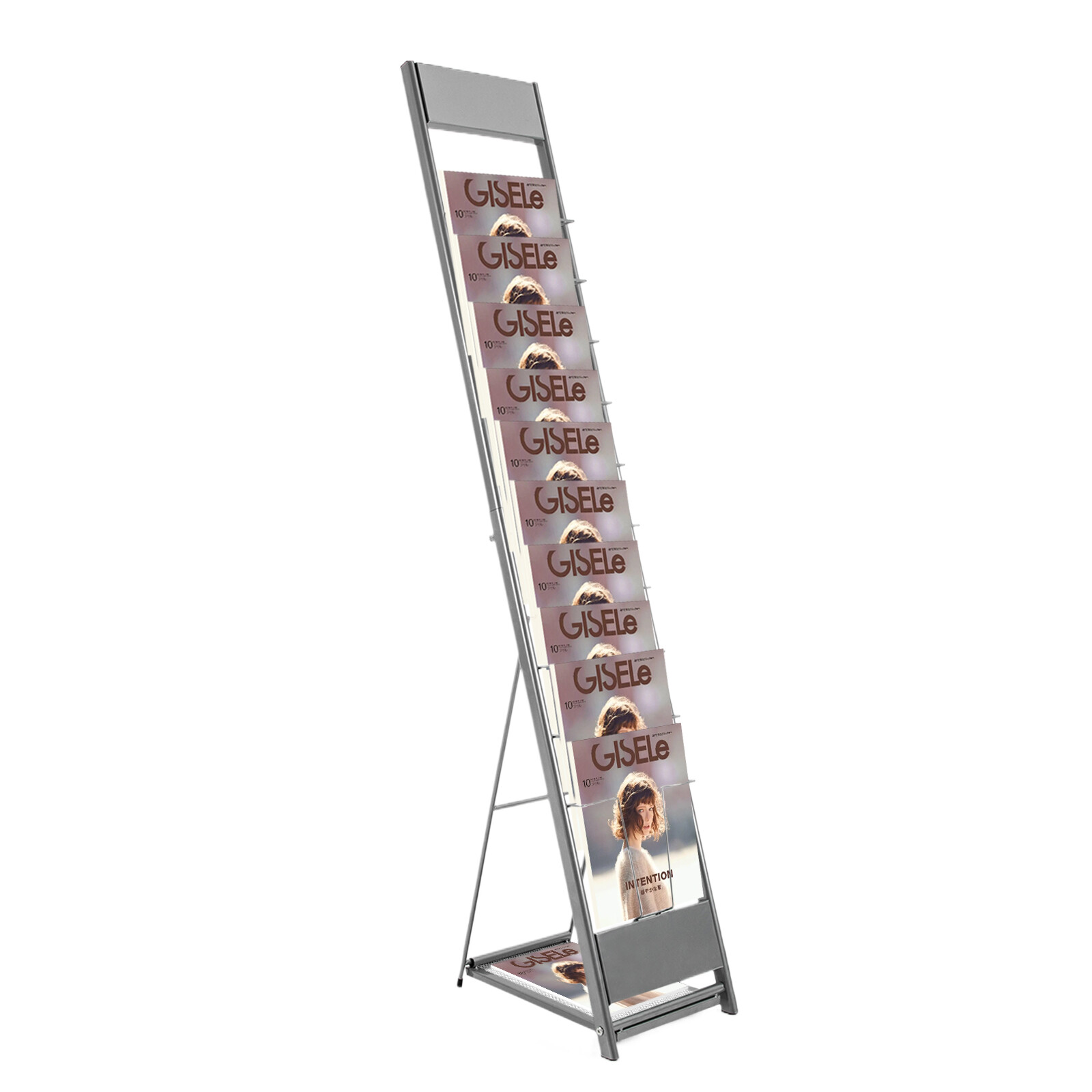 10Tier Floor Standing Literature Rack Brochure Magazine Display Holder Stand