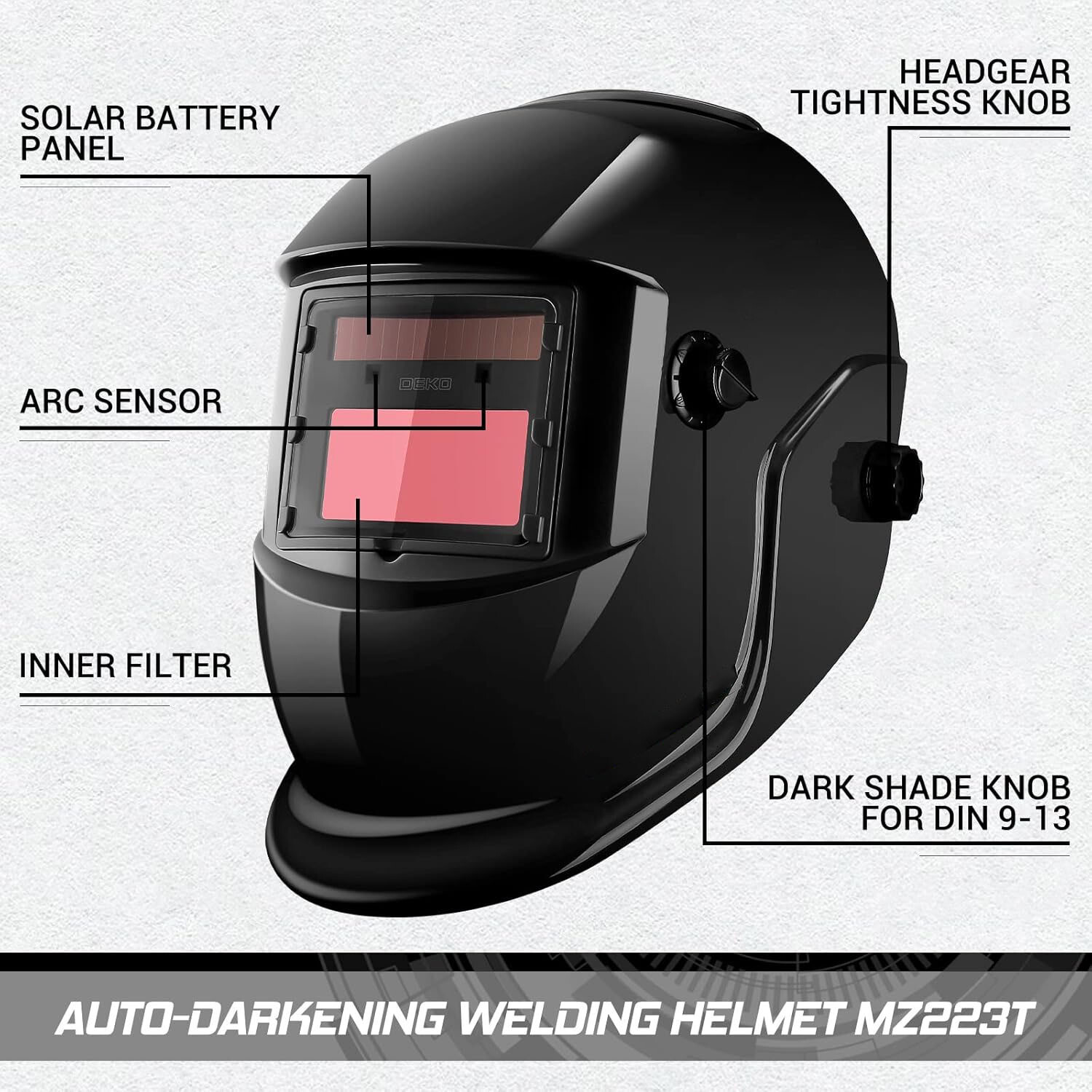 True color Auto Darkening Welding Helmet Arc Tig Mig Grinding Hood Solar Powered