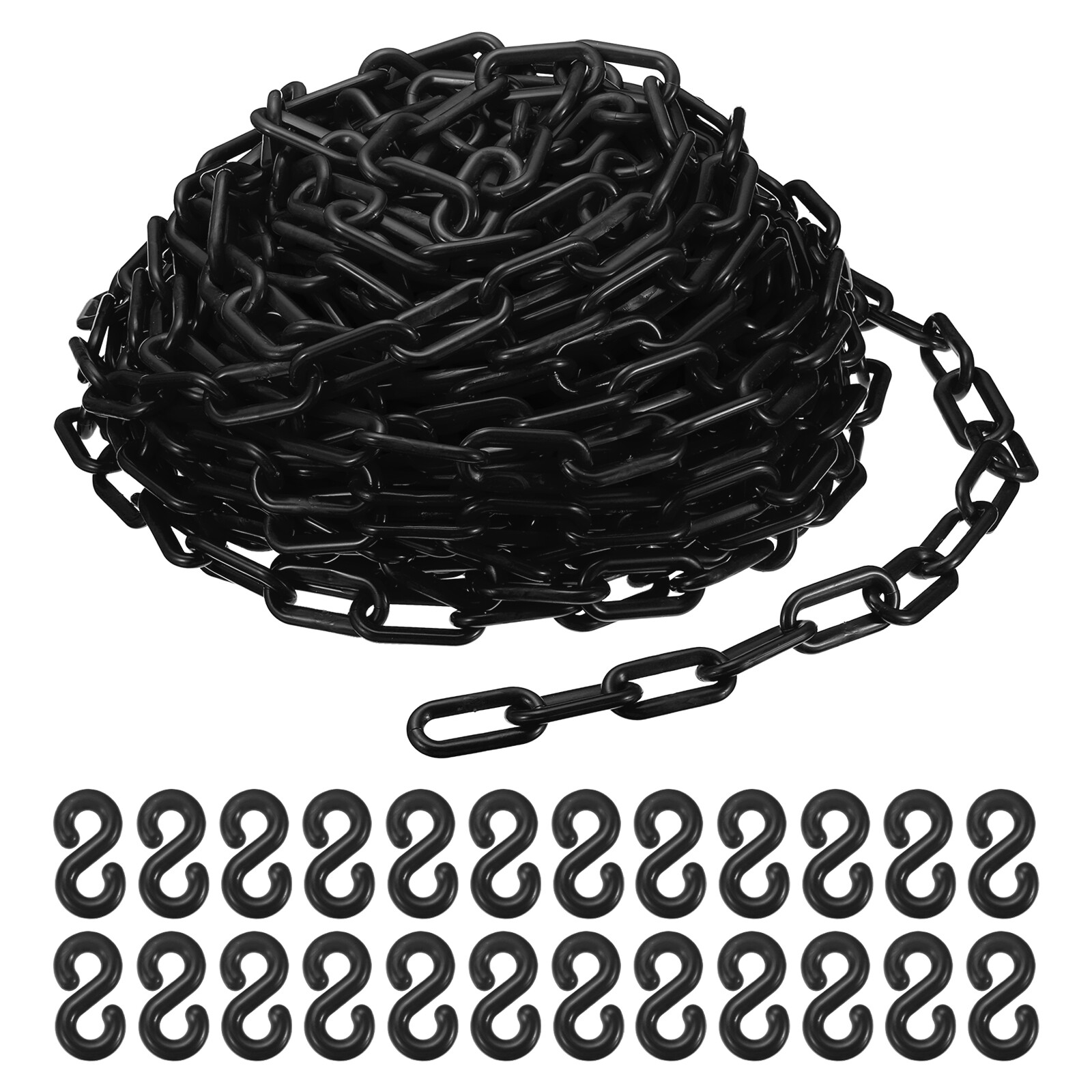 Plastic Chain Links, 100 Foot 2″ Safety Chains, Black Plastic Chains