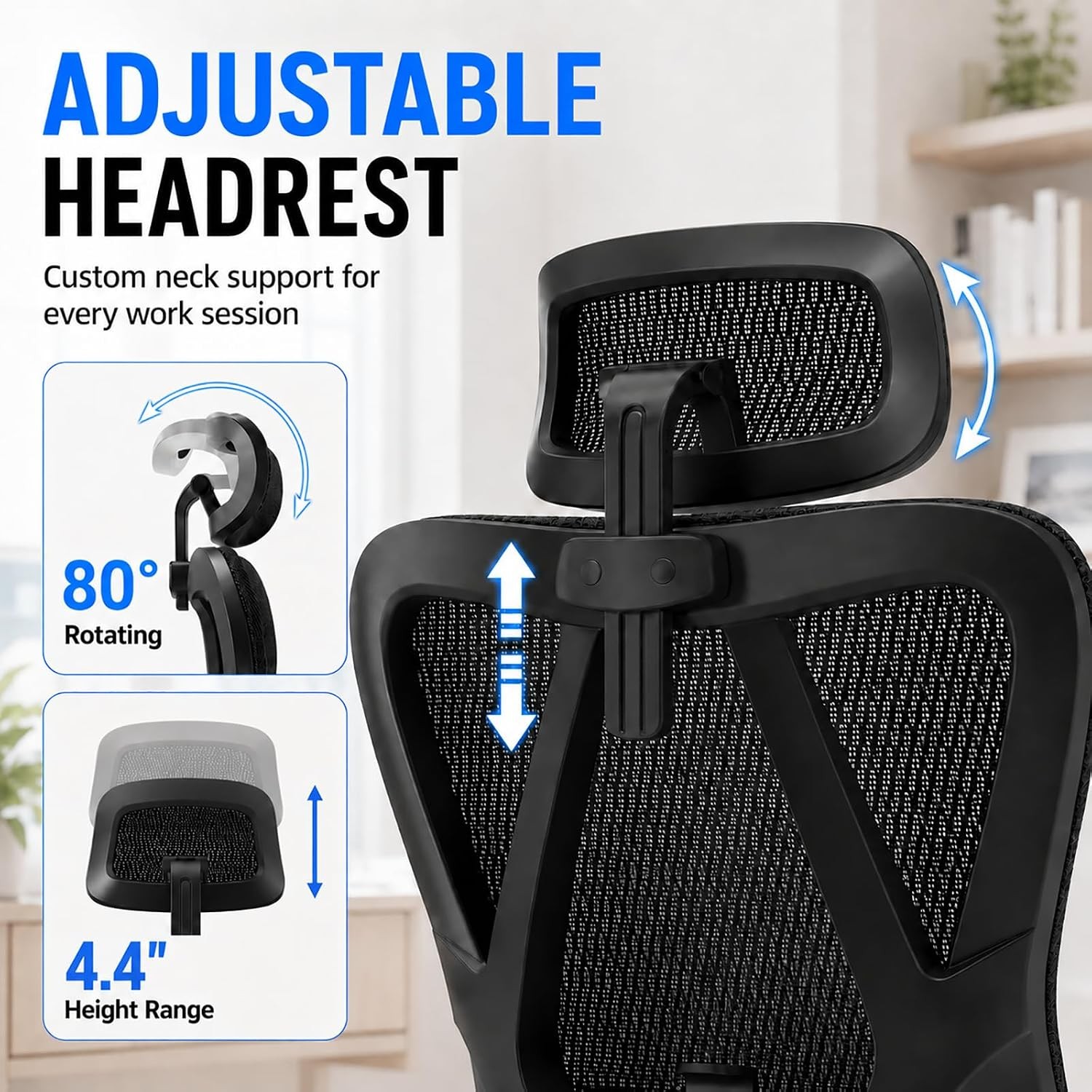 Ergonomic Office Chair, Full Mesh Desk Chair with 5D Armrests, Adjustable Lumbar