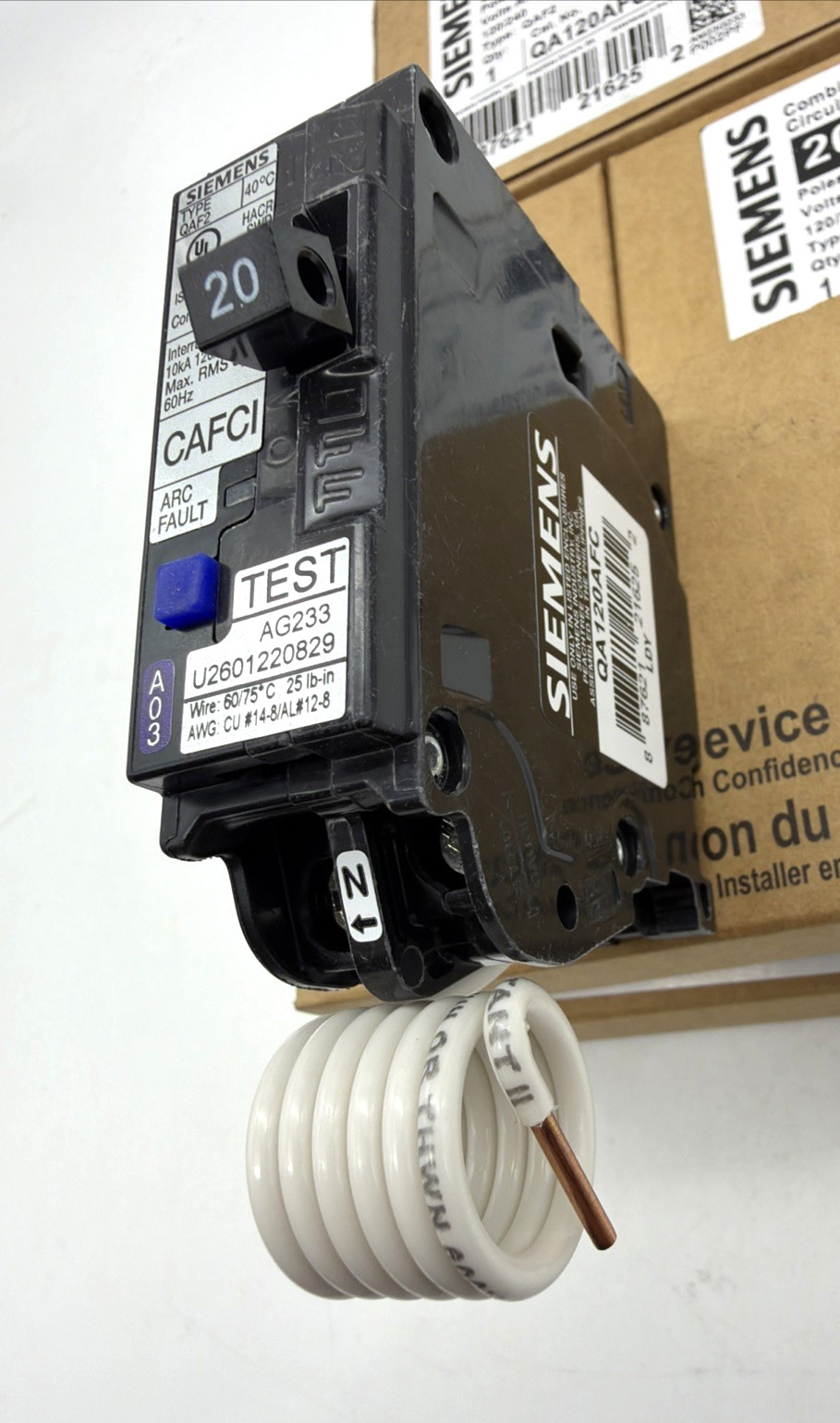 SIEMENS QA120AFC QA120AFCCSA 20A 1-POLE AFCI BREAKER 120V 10KA UL NEW LOT OF 5