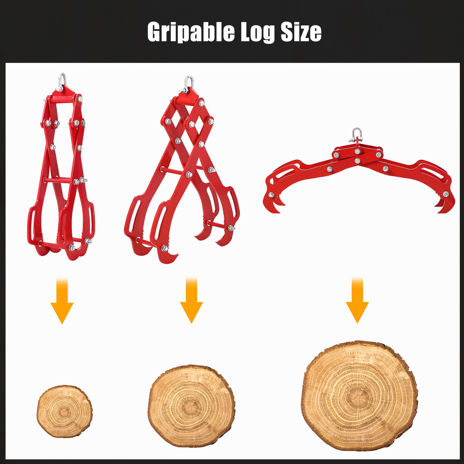 36″ Log Lifting Tongs 4 Claw Swivel Drag Grapple Hook Lifter Log Lifting Lumber