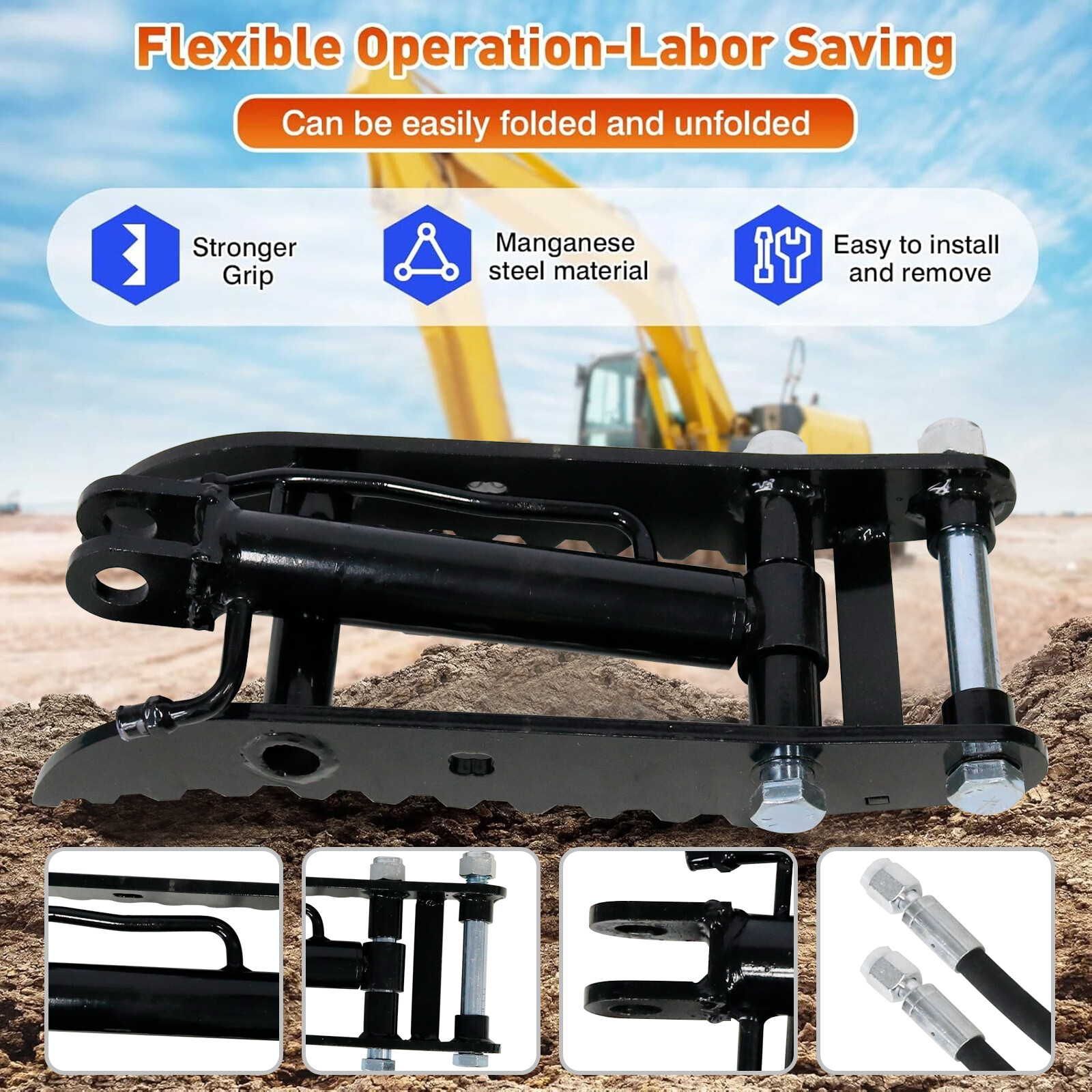 L-Shaped 3-Holes Bracket Hydraulic Thumb Clip Fits Mini Excavators Attachments