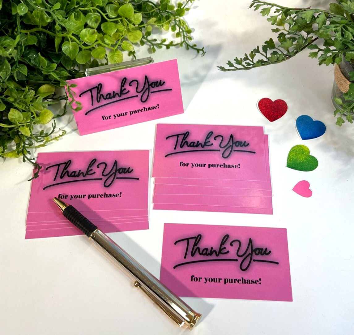 Business Cards, Magenta Thank You for Your Purchase Cards, 3.5″ x 2″