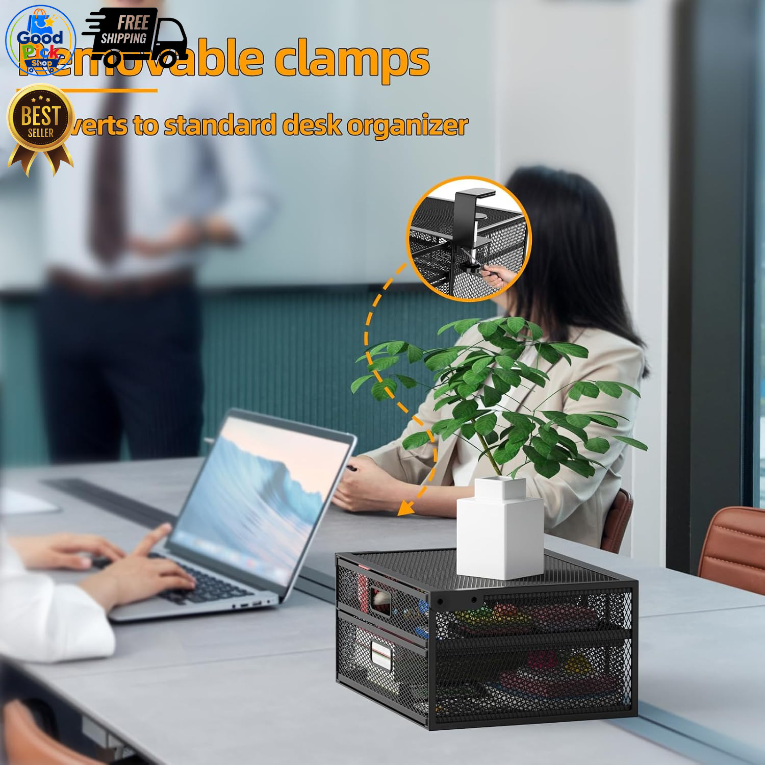 Cankm Under Desk Drawer Organizer 2 Slide Out Metal Clamp On Storage Mesh Office