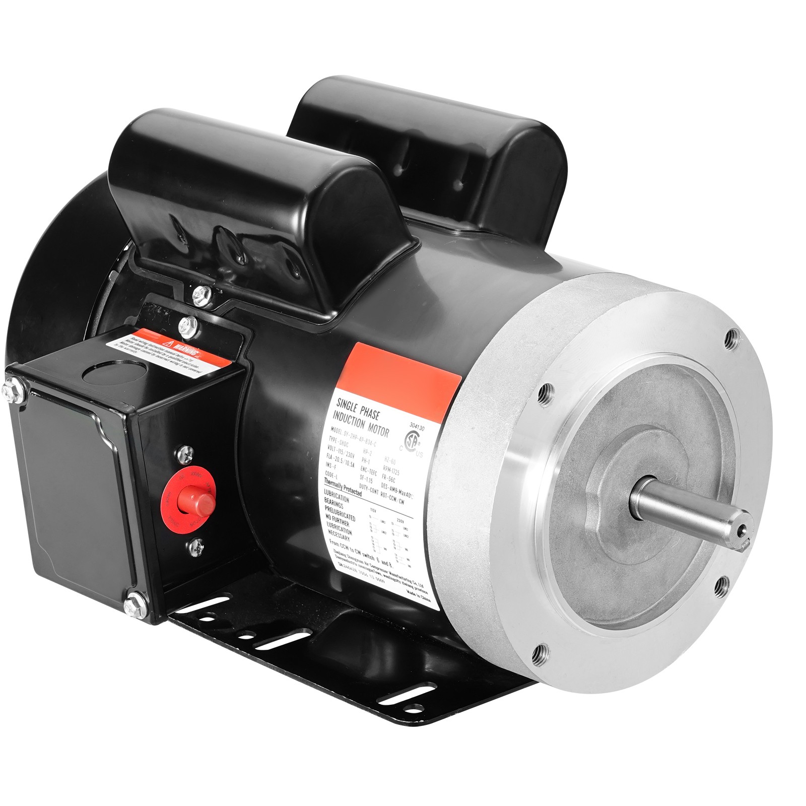 Uimoso 2HP Electric Motor 1725RPM AC 115V/230V 56C Frame 1-Phase 5/8″ Shaft
