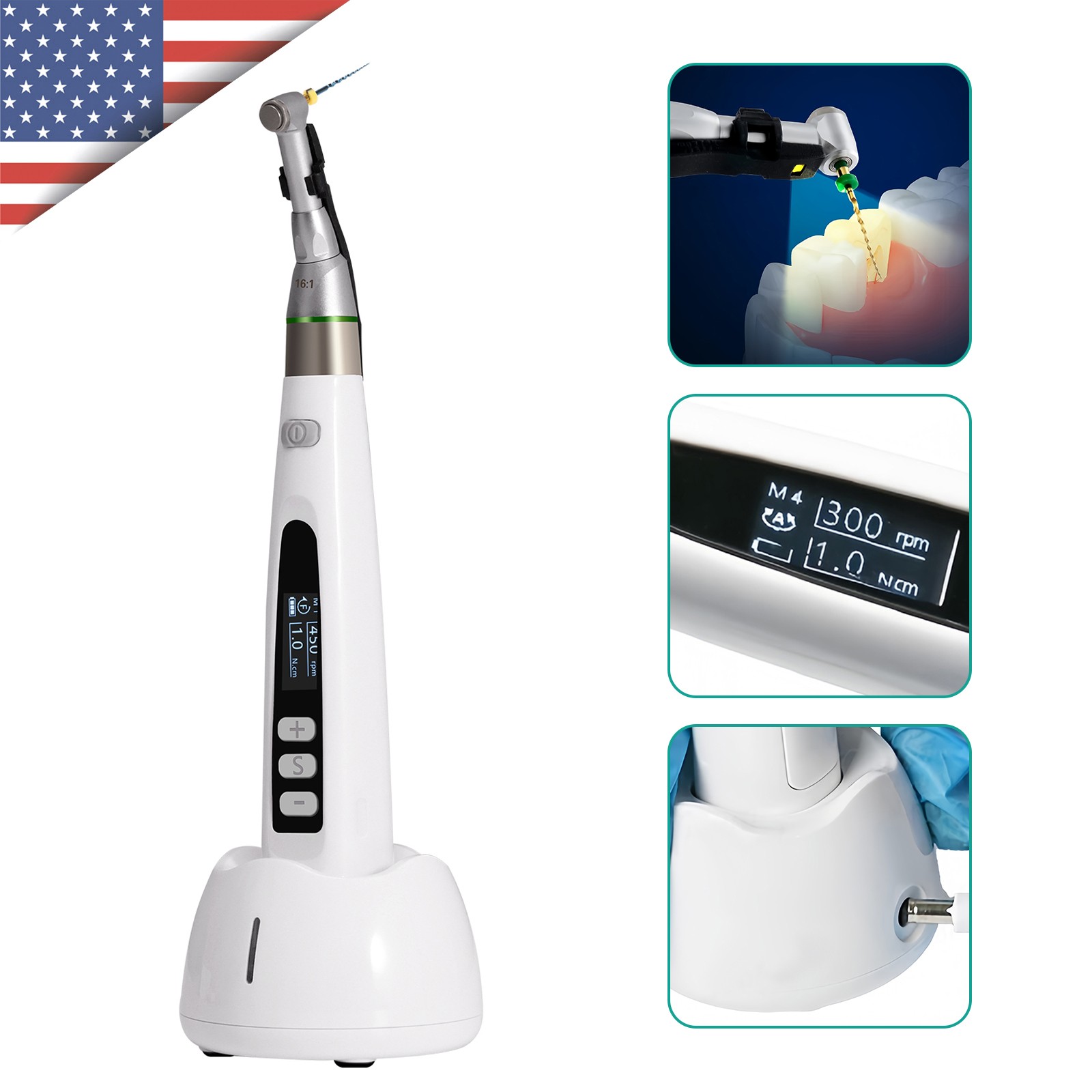 Dental Wireless Cordless LED Endo Motor 16:1 Handpiece Root Canal Treatment