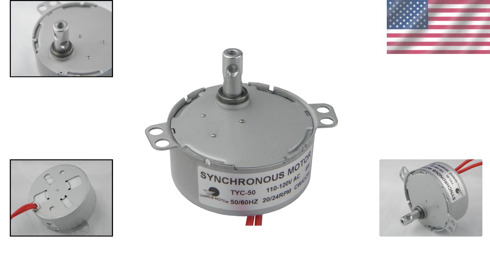 Compact 110V Synchronous Gear Motor 20-24 RPM for DIY Projects & School