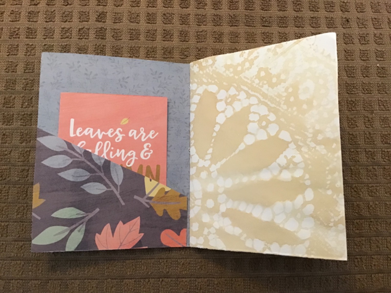 Handmade Naked Junk Journal 5-1/2” x 4-1/4” Mushroom & Leaves Print Cover