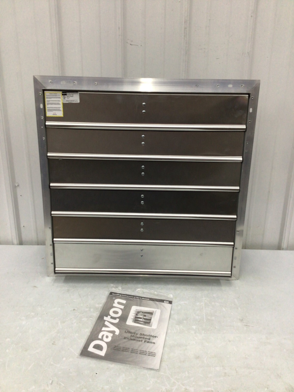Dayton 484X46 Shutter Mount Exhaust Fan, 24 In Dia Blade, 1/4 Hp, 1 Phase