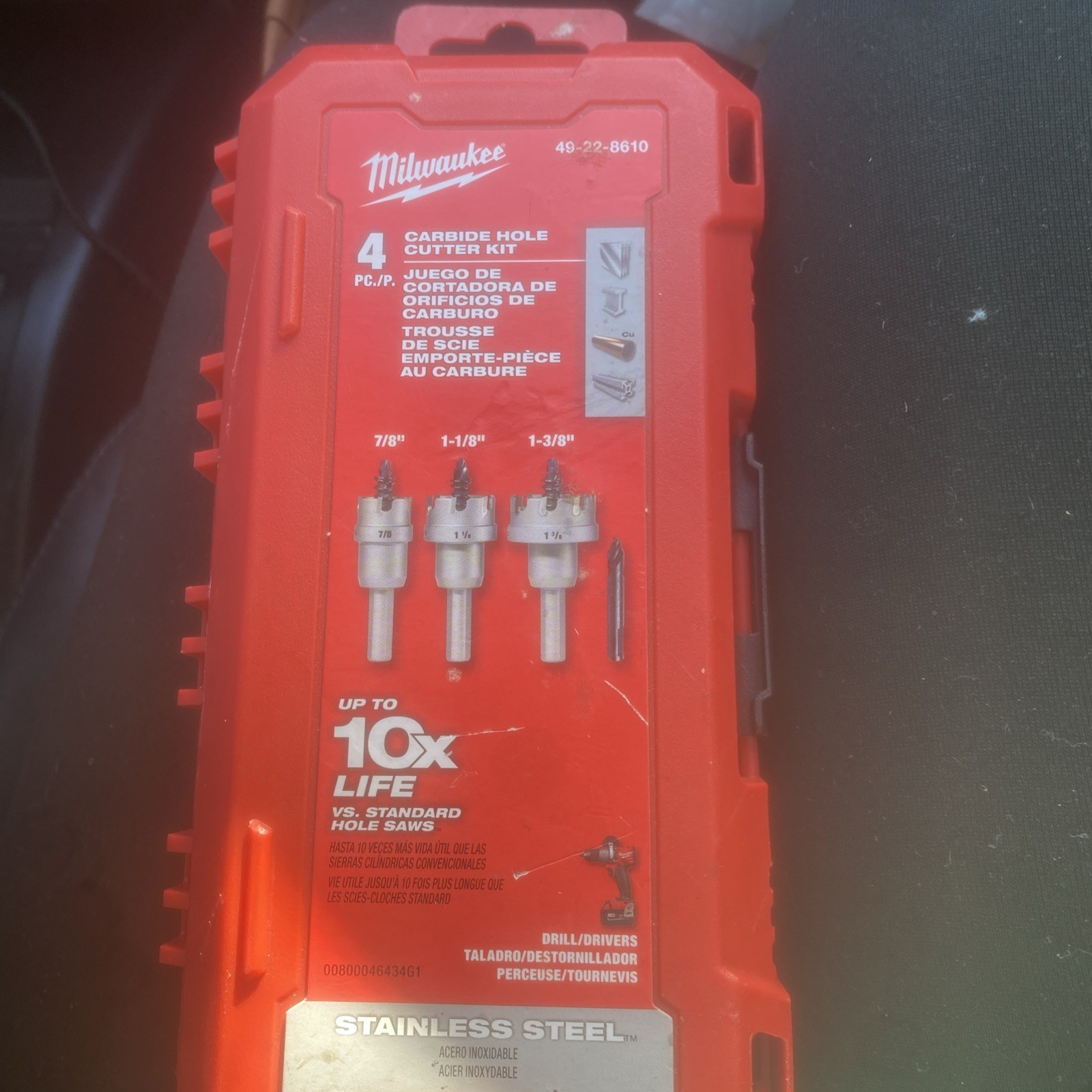Milwaukee 4pc Carbide Hole Cutter Kit Stainless Steel 49-22-8610