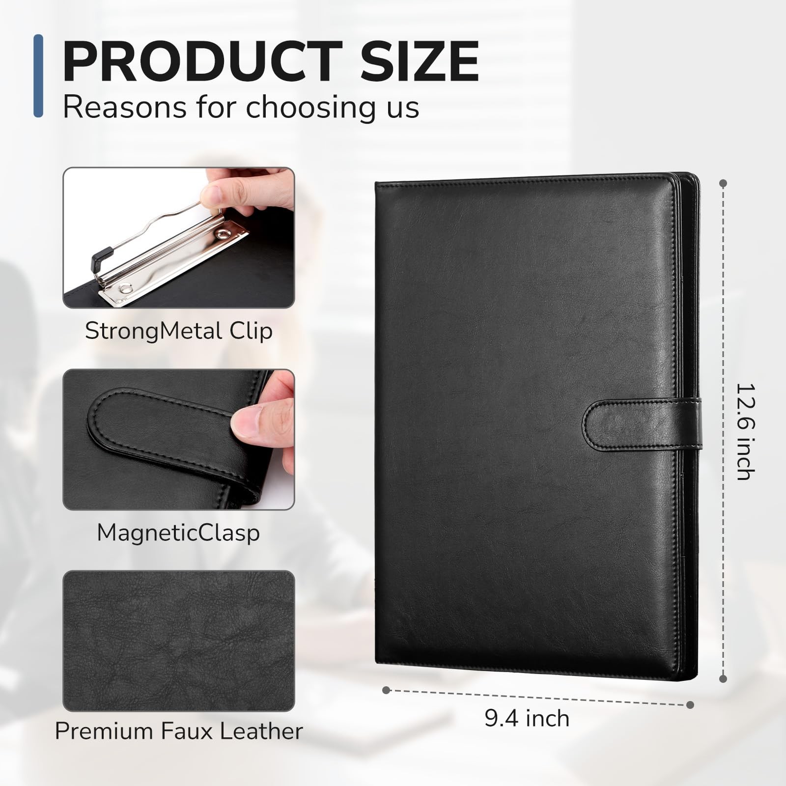 Professional Padfolio with Clipboard, Faux Leather Portfolio Folder Binder, L…