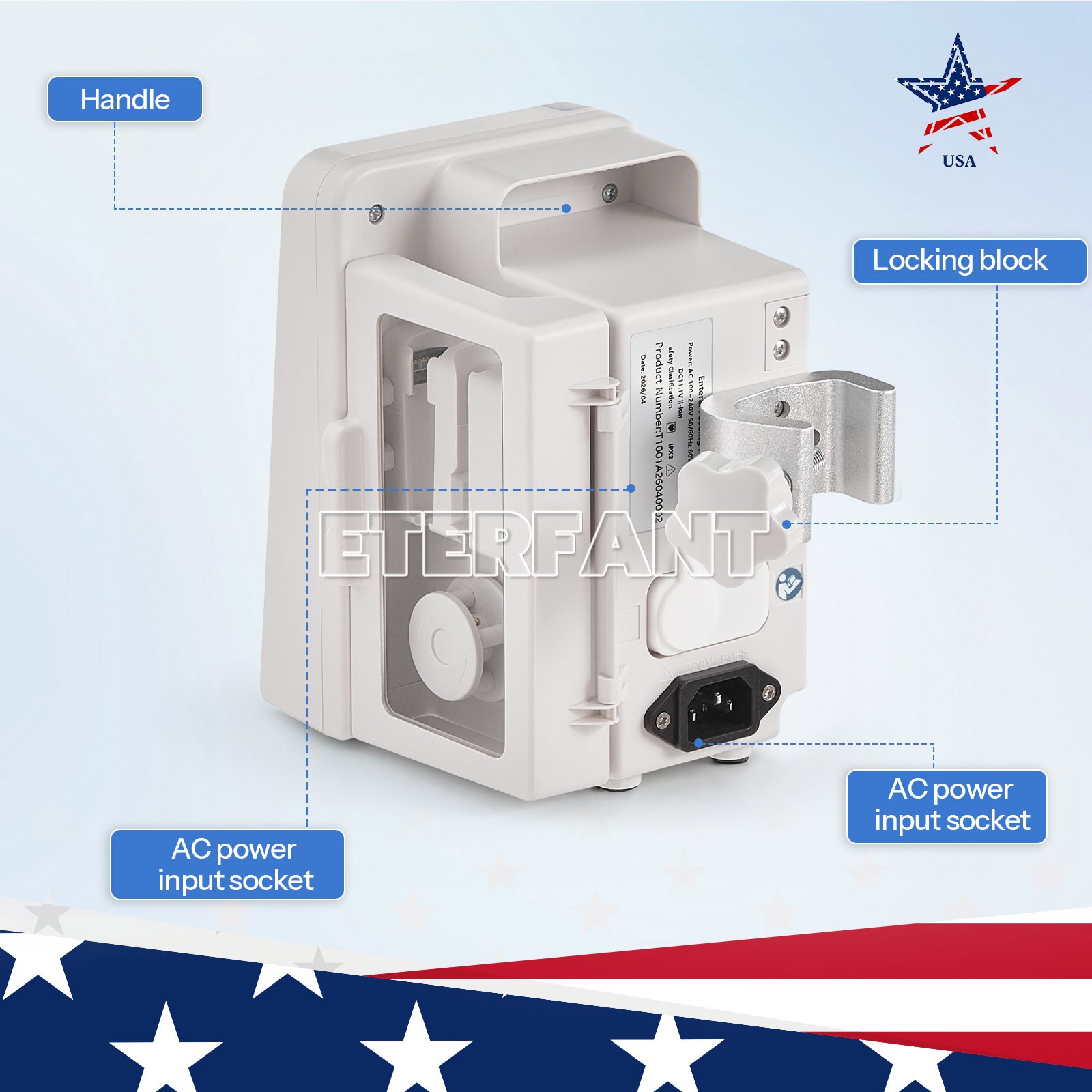 Portable 6-mode LCD Touch Screen Enteral Feeding Pump with Adjustable Pole Clamp